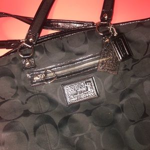 Large black coach crossbody/satchel style bag